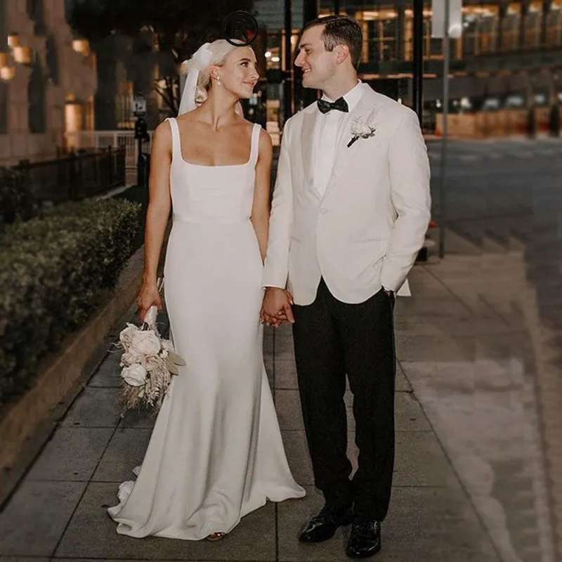Simple Elegant Square Neck Crepe Mermaid Wedding Dress 2021 Long Satin Bridal Gowns Hot Sale Vestido De Mariage
Simple Elegant Square Neck Crepe Mermaid Wedding Dress 2021 Long Satin Bridal Gowns Hot Sale Vestido De Mariage