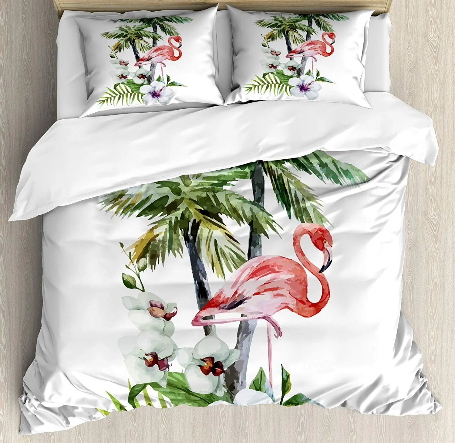 Flamingo Bedding Set Watercolor Island Composition Exotic Forest Leaves and Hibiscus Spring in Hawaii Duvet Cover Pillowcase
Flamingo Bedding Set Watercolor Island Composition Exotic Forest Leaves and Hibiscus Spring in Hawaii Duvet Cover Pillowcase