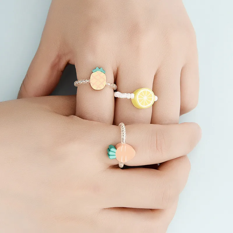 3Pcs Sweet Korea Style Soft Clay Carrot Lemon Pineapple Fruit Ring For Women Girls Summer Small Fresh Finger rings Party Jewelry
3Pcs Sweet Korea Style Soft Clay Carrot Lemon Pineapple Fruit Ring For Women Girls Summer Small Fresh Finger rings Party Jewelry