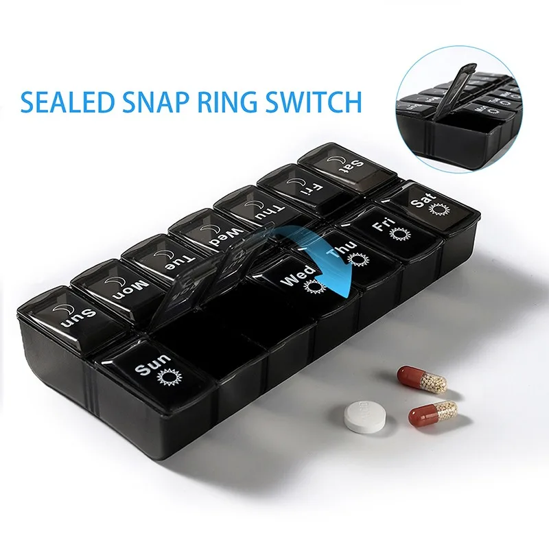 7 Days Weekly Pill Case Organizer Medicine Tablte Dispenser Organizer Pill Box Pill Storage First-aid Kit Container 14 Grids 
7 Days Weekly Pill Case Organizer Medicine Tablte Dispenser Organizer Pill Box Pill Storage First-aid Kit Container 14 Grids