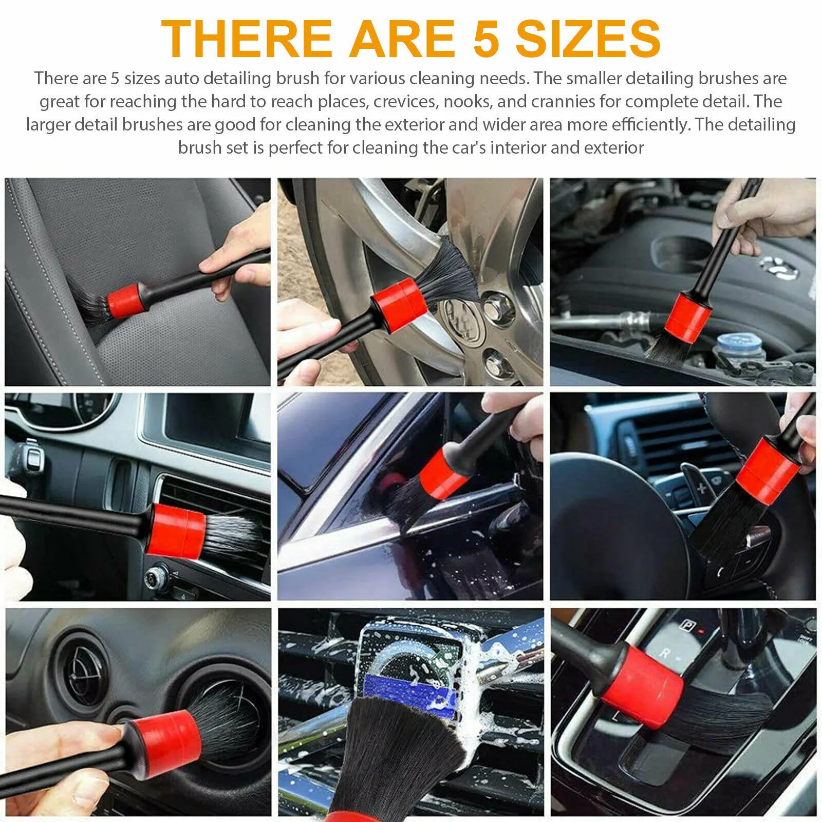 PP Car Cleaning Brushes 20/22.5/23/23/23cm 9pcs Car Detail Wash No Harm
PP Car Cleaning Brushes 20/22.5/23/23/23cm 9pcs Car Detail Wash No Harm