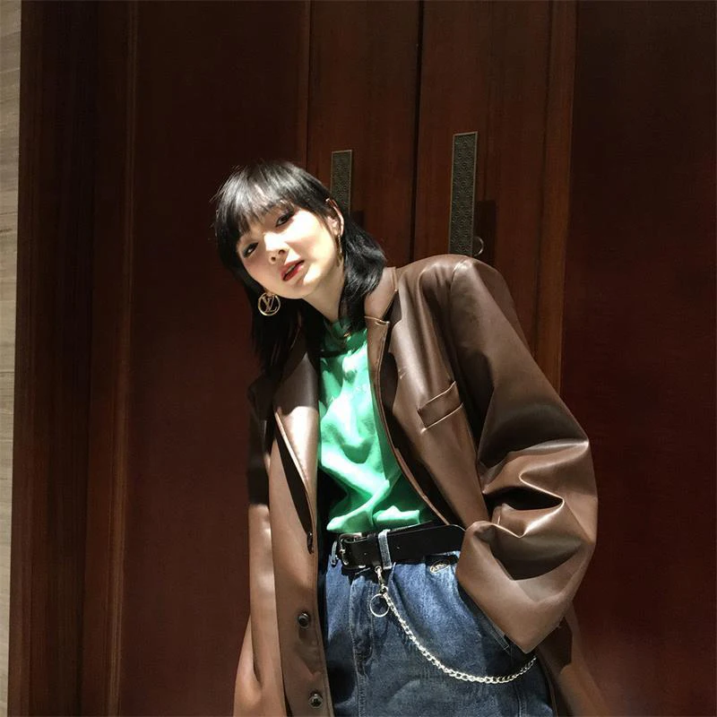 Women Autumn PU Faux Leather Jackets Coats Vintage Loose Female Fashion Jackets Casual Street Lady Korean Outwears
Women Autumn PU Faux Leather Jackets Coats Vintage Loose Female Fashion Jackets Casual Street Lady Korean Outwears