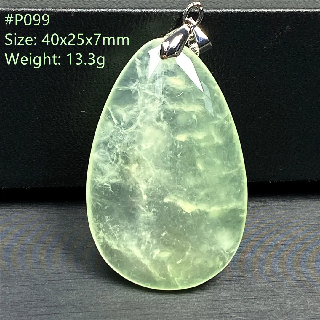 

Natural Green Prehnite Necklace Pendant For Woman Man Healing Gift Crystal Silver 40x25x7mm Beads Stone Gemstone Jewelry AAAAA