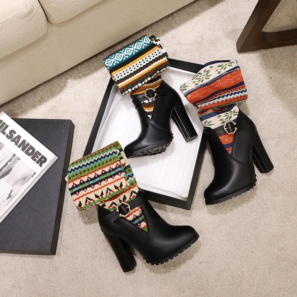 Kickway Womens Warm Stretch Over the Knee Boots Winter Ethnic Knitting Woman Shoes Ladies Fashion High Heels Long Boots Female
Kickway Womens Warm Stretch Over the Knee Boots Winter Ethnic Knitting Woman Shoes Ladies Fashion High Heels Long Boots Female