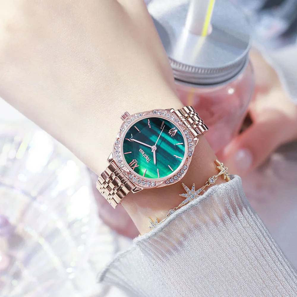 2021 Diamond Small Green Women Watches Stainless Steel Female Clock Wrist Watch For Lady Waterproof Rhinestone relogio feminino
2021 Diamond Small Green Women Watches Stainless Steel Female Clock Wrist Watch For Lady Waterproof Rhinestone relogio feminino