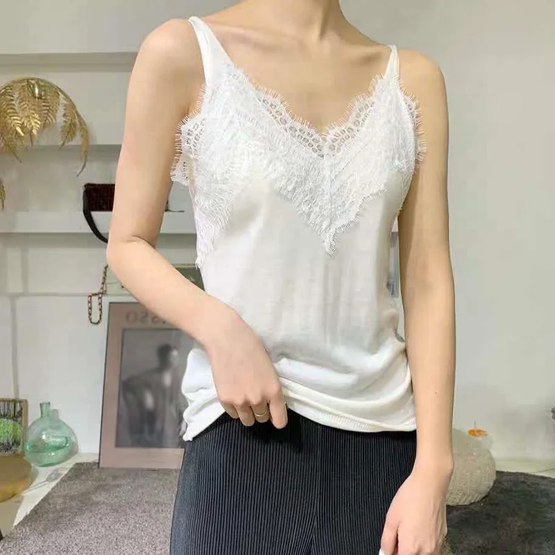 Fashion Women Lace Suspenders Feminine Stretch Patchwork Knit V-Neck Sexy Solid Color Top One Size
Fashion Women Lace Suspenders Feminine Stretch Patchwork Knit V-Neck Sexy Solid Color Top One Size