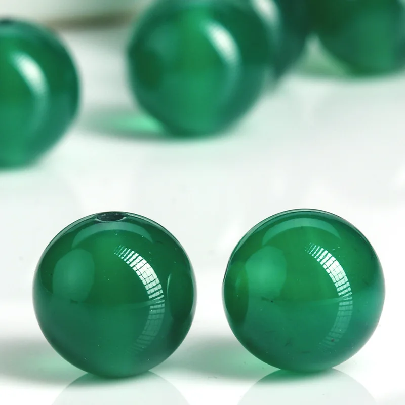 

MADALENA SARARA AAAA 4mm/6mm/8mm/10mm/12mm/14mm Genuine Enhancement Green Agate Beads Strand 18" For DIY Jewelry Making