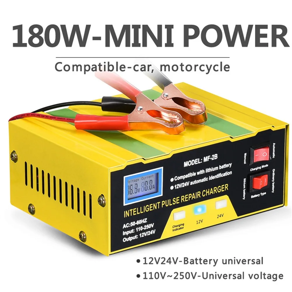 12/24V Car Battery Charger Automatic Battery Repair Type Lead-acid Charger 10A 180W Maintainer Car LCD Display Lead Charger
12/24V Car Battery Charger Automatic Battery Repair Type Lead-acid Charger 10A 180W Maintainer Car LCD Display Lead Charger