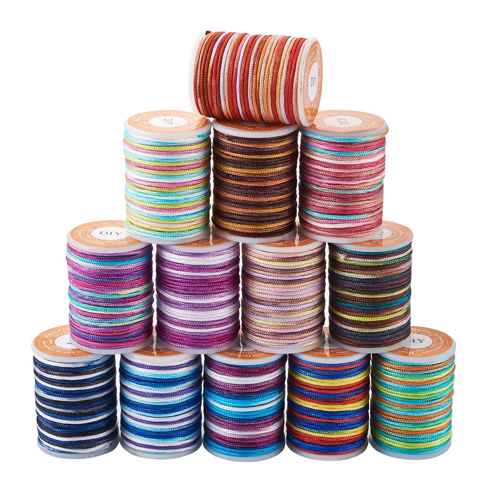 13rolls/set 0.7mm 1mm Segment Dyed Polyester Thread Braided Cord Beading Rope for Jewelry Making DIY Braided Bracelet Necklace
13rolls/set 0.7mm 1mm Segment Dyed Polyester Thread Braided Cord Beading Rope for Jewelry Making DIY Braided Bracelet Necklace