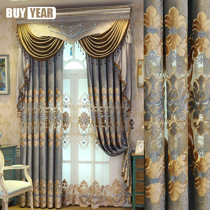 Curtain European Chenille Curtain Blackout Embroidered Curtain Cloth for Living Room and For Bedroom
Curtain European Chenille Curtain Blackout Embroidered Curtain Cloth for Living Room and For Bedroom