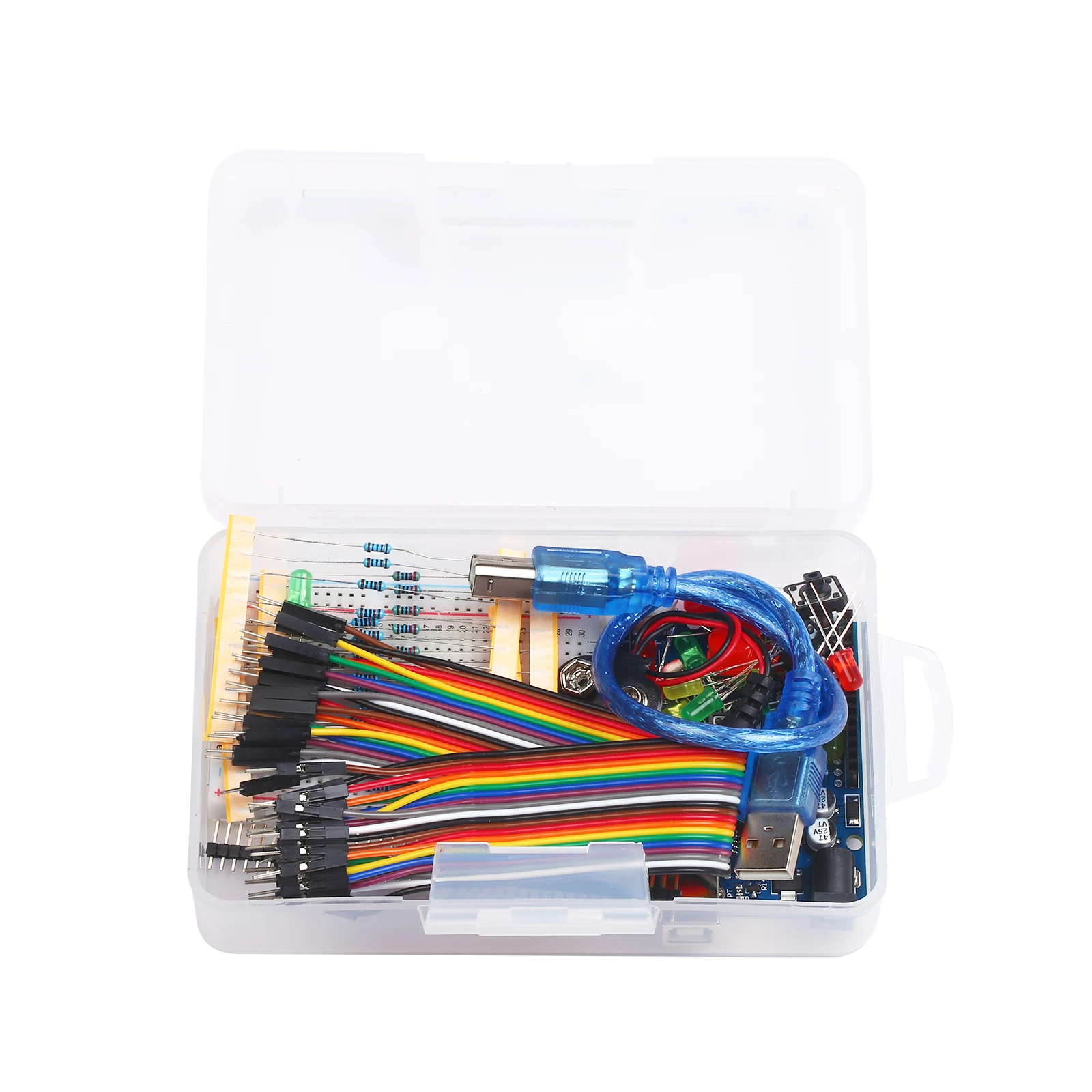 Starter Kit For DIY Beginners Learning Kit with Breadboard LED Jumper Wire Buttons Electronics Component Electronics Kits 
Starter Kit For DIY Beginners Learning Kit with Breadboard LED Jumper Wire Buttons Electronics Component Electronics Kits