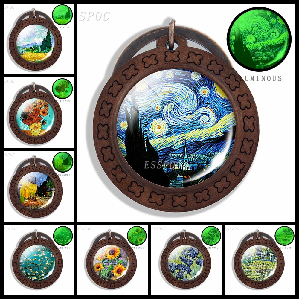 Van Gogh Starry Night Sunflower Art Wooden Key Chain Glass Cabochon Jewelry Keyring Fashion Men Women Luminous Keychain Gift
Van Gogh Starry Night Sunflower Art Wooden Key Chain Glass Cabochon Jewelry Keyring Fashion Men Women Luminous Keychain Gift