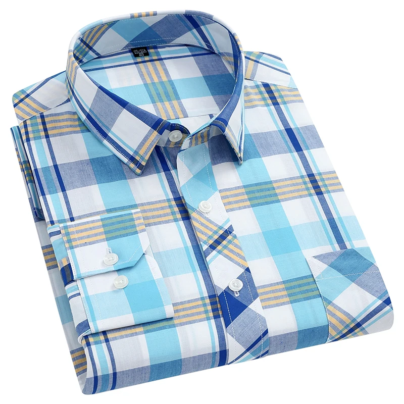AOLIWEN brand men100% cotton large size 6XL plaid long sleeve shirts for men spring casual trend sweat wicking soft slim shirt 
AOLIWEN brand men100% cotton large size 6XL plaid long sleeve shirts for men spring casual trend sweat wicking soft slim shirt
