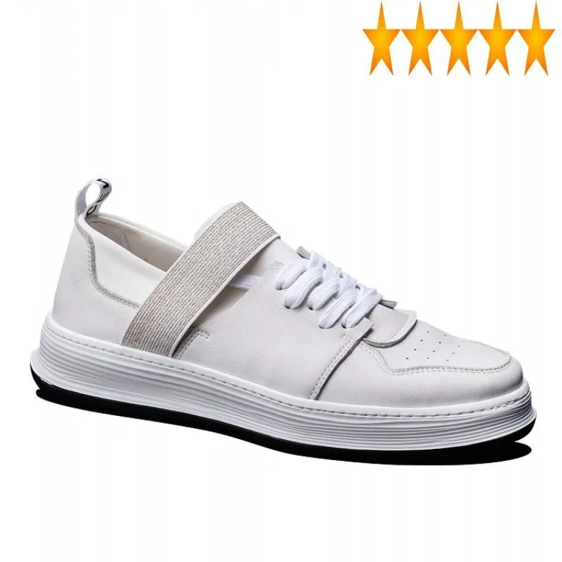 Genuine Leather White Brand Men Sneakers Elastic Band Casual Flats Black Luxury Trainers Round Toe Business Cowhide Shoes
Genuine Leather White Brand Men Sneakers Elastic Band Casual Flats Black Luxury Trainers Round Toe Business Cowhide Shoes