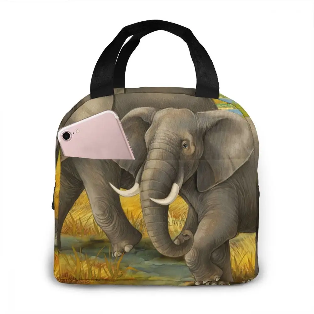 Elephants Mom And Child Lunch Food Box Bag Fashion Insulated Thermal Food Picnic Lunch Bag for Women kids Men Cooler Tote Bag 
Elephants Mom And Child Lunch Food Box Bag Fashion Insulated Thermal Food Picnic Lunch Bag for Women kids Men Cooler Tote Bag