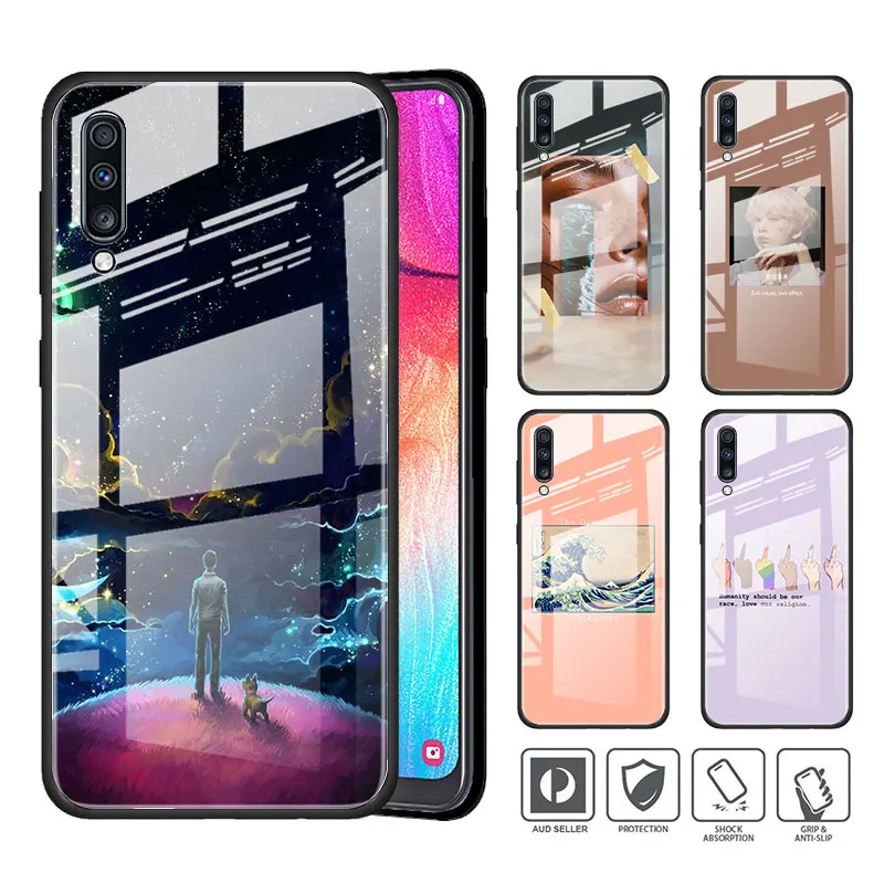 Чехол для телефона из закаленного стекла Samsung Galaxy A50 A70 A51 A71 A10 A20 A30 A40 A91 A01 M31 M21