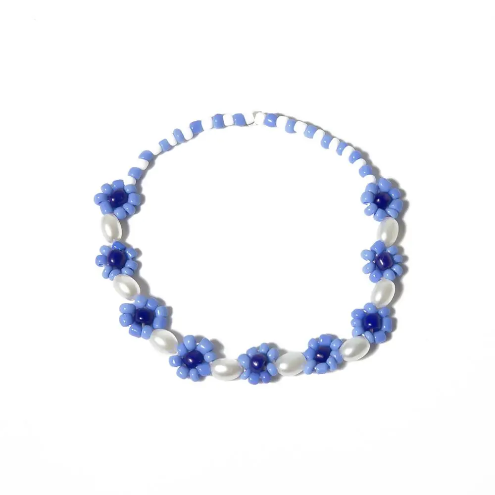 Wgoud Fashion Seed Bead Imitation Pearl Handmade Choker Necklace For Women Colorful Daisy Collar Short Gift | Украшения и