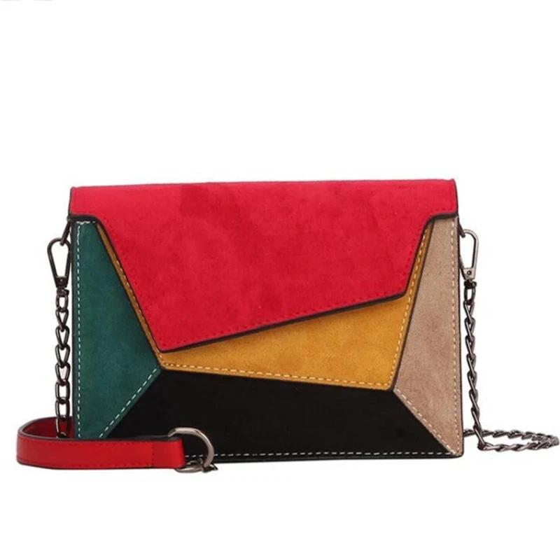 

Retro Matte Patchwork Crossbody Women Bags for Female Small Chains Strap Shoulder Bag Ladies Small Flap Criss-cross Shoulder Bag