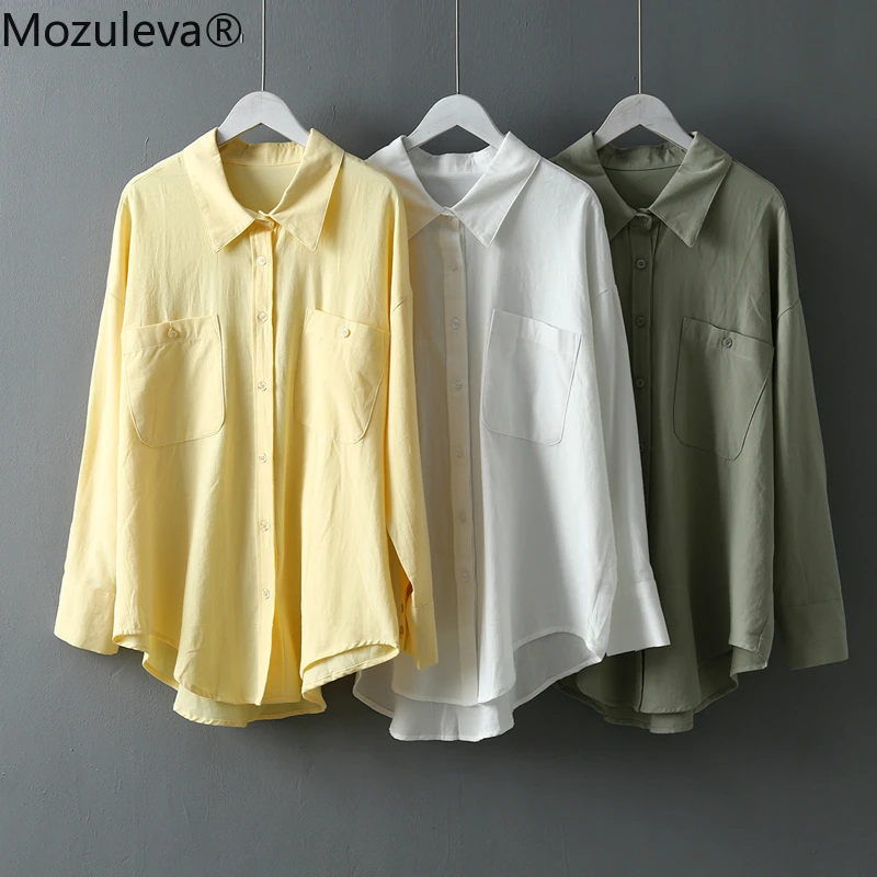 Mozuleva Basic White Shirts for Women Spring Summer Turn-down Collar Double Pockets Office Ladies Blouse Female Tops Blusas 2021
Mozuleva Basic White Shirts for Women Spring Summer Turn-down Collar Double Pockets Office Ladies Blouse Female Tops Blusas 2021