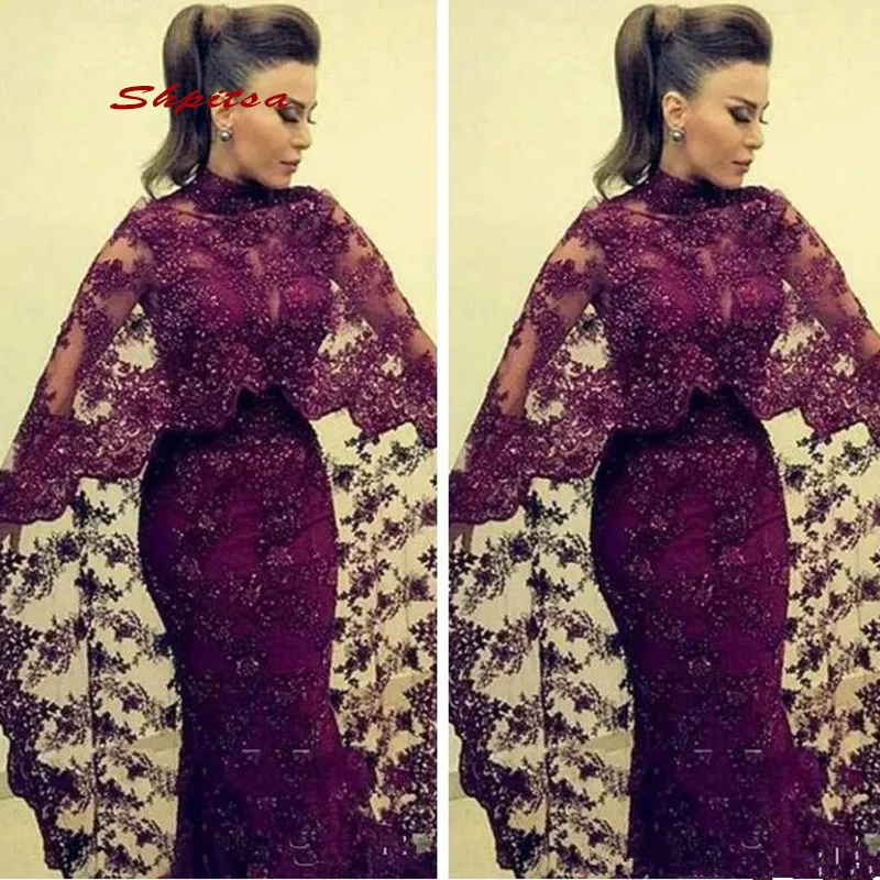 Purple Long Lace Mermaid Evening Dresses Party Plus Size with Cape Ladies Women Prom Formal Dresses Evening Gown
Purple Long Lace Mermaid Evening Dresses Party Plus Size with Cape Ladies Women Prom Formal Dresses Evening Gown