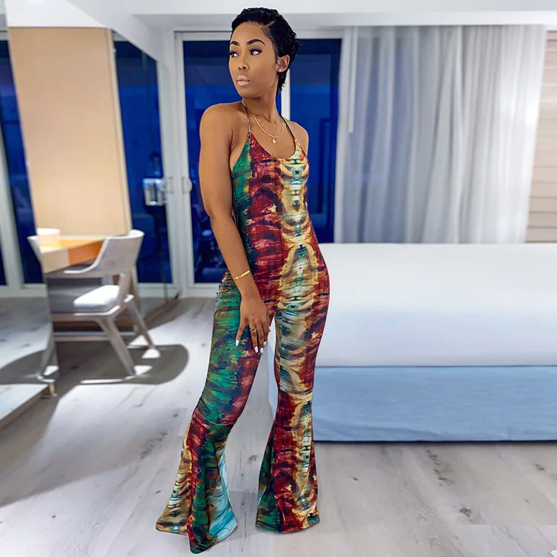 Flares Leg Sexy Halter Women Jumpsuits Sleeveless Spring 2021 New Multicolor Tie-dyed One Piece Winter Hot Women's Jumpsuit
Flares Leg Sexy Halter Women Jumpsuits Sleeveless Spring 2021 New Multicolor Tie-dyed One Piece Winter Hot Women's Jumpsuit