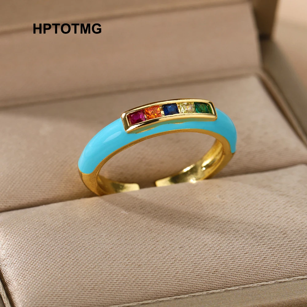 Colored Zircon Blue Epoxy Enamel Gold Open Rings for Women Men Vintage Punk Adjustable Wedding Rings 2021 Trend Jewelry Gifts
Colored Zircon Blue Epoxy Enamel Gold Open Rings for Women Men Vintage Punk Adjustable Wedding Rings 2021 Trend Jewelry Gifts