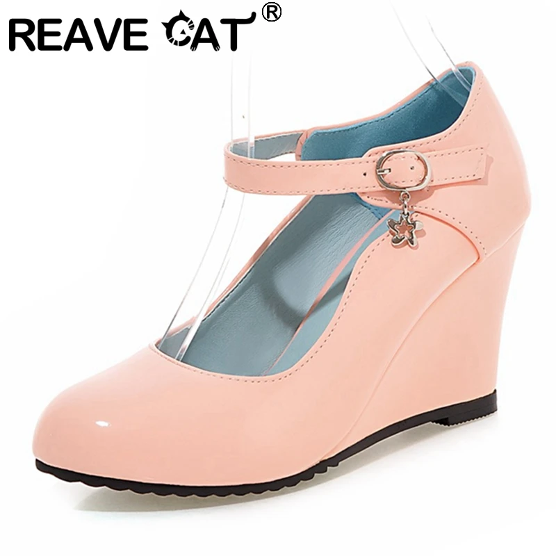 REAVE CAT 2021 Ladies Sweet Pumps Mary Janes Candy Color Party Belt Buckle Round Toe 7.5CM Wedges US12 Black White Pink A4467
REAVE CAT 2021 Ladies Sweet Pumps Mary Janes Candy Color Party Belt Buckle Round Toe 7.5CM Wedges US12 Black White Pink A4467