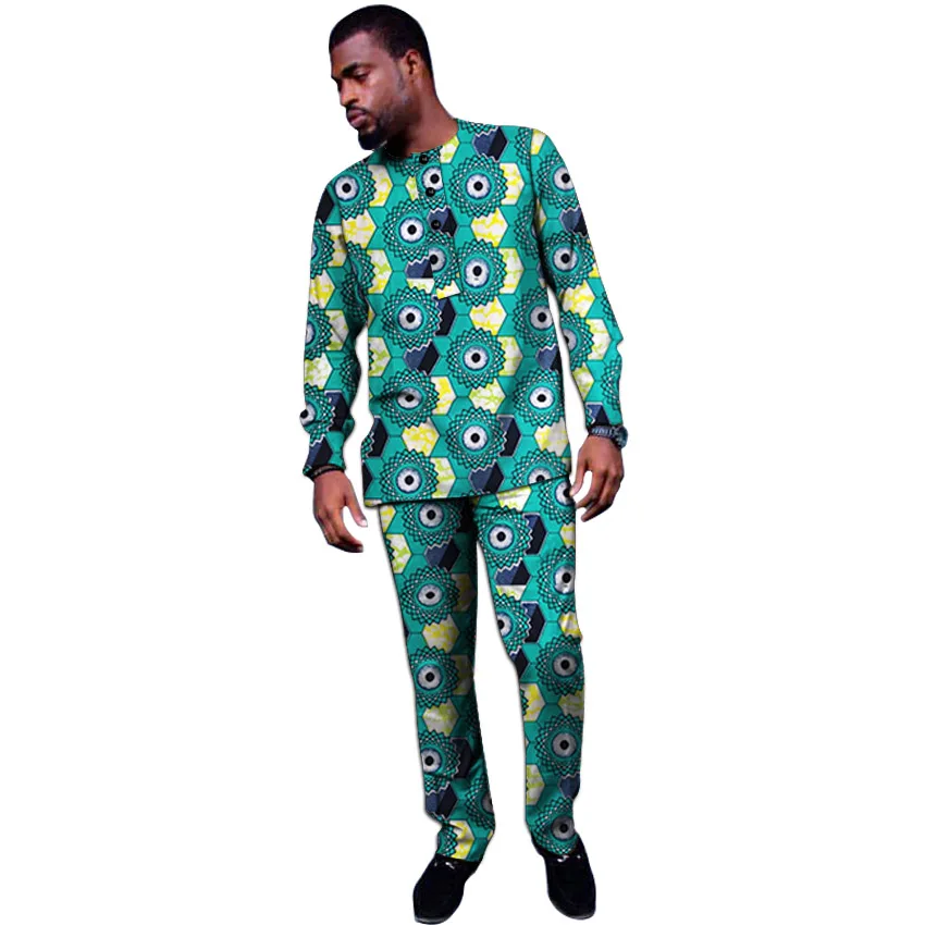 Men’s African suit shirt and trousers Dashiki print long sleeve tops with pant for wedding African party set clothing 
Men’s African suit shirt and trousers Dashiki print long sleeve tops with pant for wedding African party set clothing