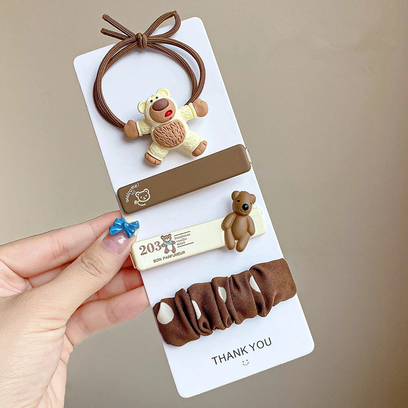 Korean milk Tea Color Bear Hair Accessories Small Intestine Circle Hair Rope Cartoon Cute Hairpin Set New
Korean milk Tea Color Bear Hair Accessories Small Intestine Circle Hair Rope Cartoon Cute Hairpin Set New