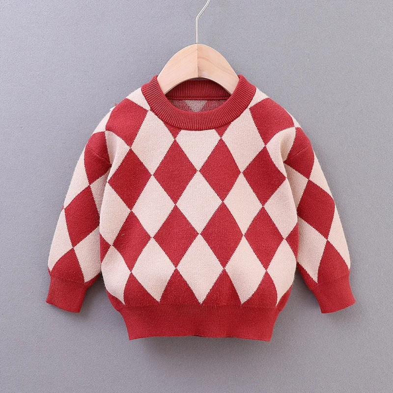 Boys and Girls' Sweaters New Korean Diamond Plaid Pullover Sweater
Boys and Girls' Sweaters New Korean Diamond Plaid Pullover Sweater