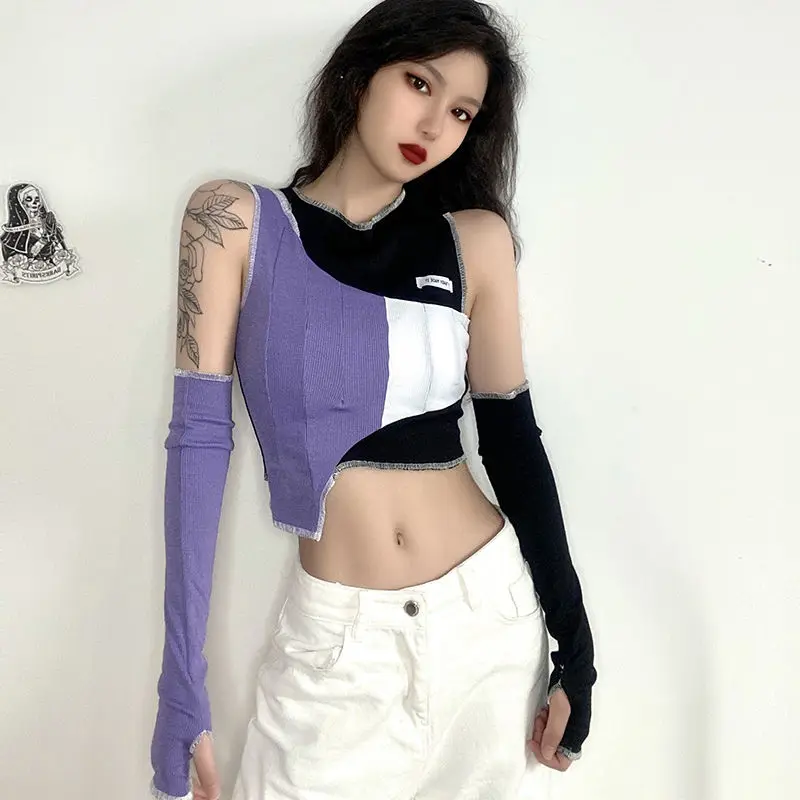 2020 New Hot Girl T-Shirt Playful Color Matching Color Matching Long-Sleeved Irregular T-Shirt Women Slim Slimming Tops Women
2020 New Hot Girl T-Shirt Playful Color Matching Color Matching Long-Sleeved Irregular T-Shirt Women Slim Slimming Tops Women