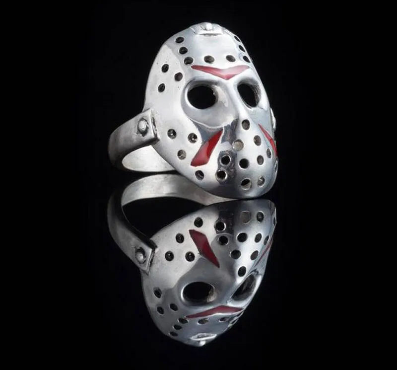 Fashion Retro Antique Silver Horror movie Friday the 13th Jason mask Wedding Ring For Men Women Personality Tail Ring Jewelry
Fashion Retro Antique Silver Horror movie Friday the 13th Jason mask Wedding Ring For Men Women Personality Tail Ring Jewelry