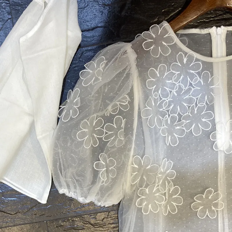 Solid Bubble Sleeve Top Summer 2021 New Design Lace Real Silk Organza Round Neck Short Sleeve Shirt
Solid Bubble Sleeve Top Summer 2021 New Design Lace Real Silk Organza Round Neck Short Sleeve Shirt