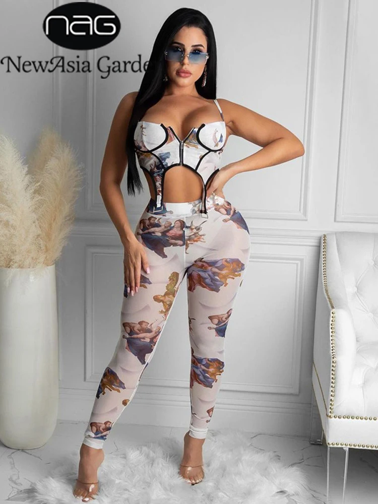 NewAsia Print 2 Piece Pants Set Zipper Crop Tank Top High Waist Slim Fit Pants Two Piece Set Women Top And Pants Matching Sets 
NewAsia Print 2 Piece Pants Set Zipper Crop Tank Top High Waist Slim Fit Pants Two Piece Set Women Top And Pants Matching Sets