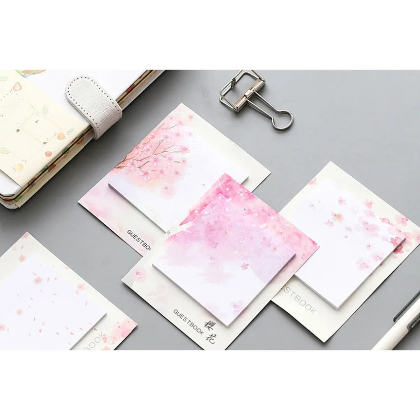 

1pack /lot Cherry Blossoms Self-adhesive School Supplies Sticky Notes Memo Pads Self-adhesive Sticker