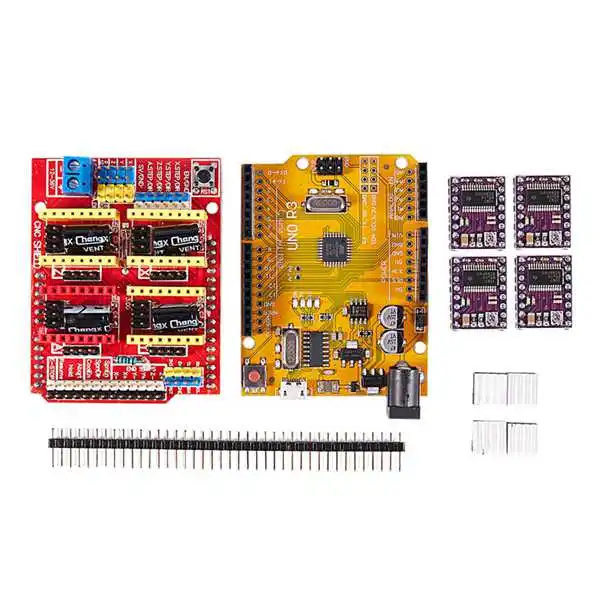CNC V3 щит + UNO R3 для Arduino совместимая плата 4x TI DRV8825 StepStick Шаговые драйверы красный