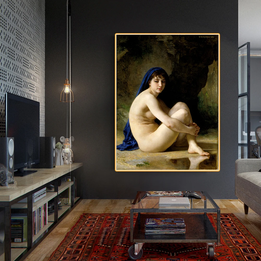 

Головочная картина маслом на холсте Вильям Адольфа буваре «сидящий обнаженный», 1884 дюйма, эстетические художественные постеры, настенный э...
