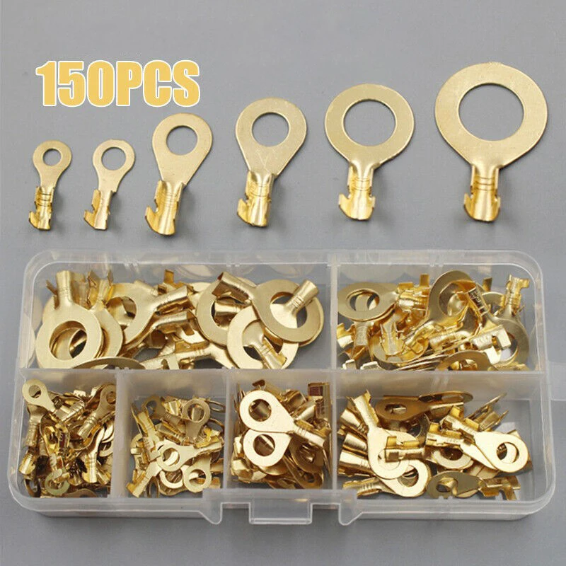 New150PCS Assortment Car Auto Copper Ring Terminal Wire Crimp Bare Cable Connectors Kit Tab Copper Opening Nose End Loose Pins
New150PCS Assortment Car Auto Copper Ring Terminal Wire Crimp Bare Cable Connectors Kit Tab Copper Opening Nose End Loose Pins