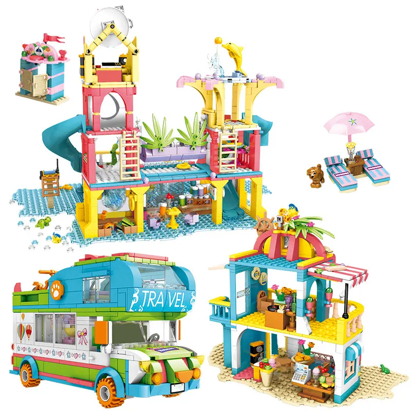 Friends Heart Lake City Beach Hut Girl RV Villa Castle House Car Building Blocks Water Park Slide Figures Bricks Toys For Girls
Friends Heart Lake City Beach Hut Girl RV Villa Castle House Car Building Blocks Water Park Slide Figures Bricks Toys For Girls