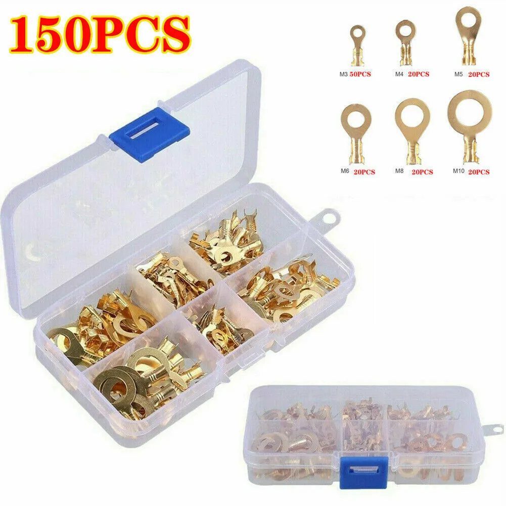 150pcs Round Bare Crimp Copper Ring Terminals Wire Connectors Spade Electrical Kit Home Improvement Hand Tools
150pcs Round Bare Crimp Copper Ring Terminals Wire Connectors Spade Electrical Kit Home Improvement Hand Tools