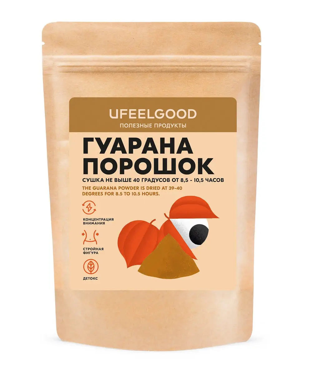 Гуарана молотая суперфуд FREEZE DRIED (СУШКА НЕ ВЫШЕ 40 ГРАДУСОВ) UFEELGOOD 100 г. | Продукты