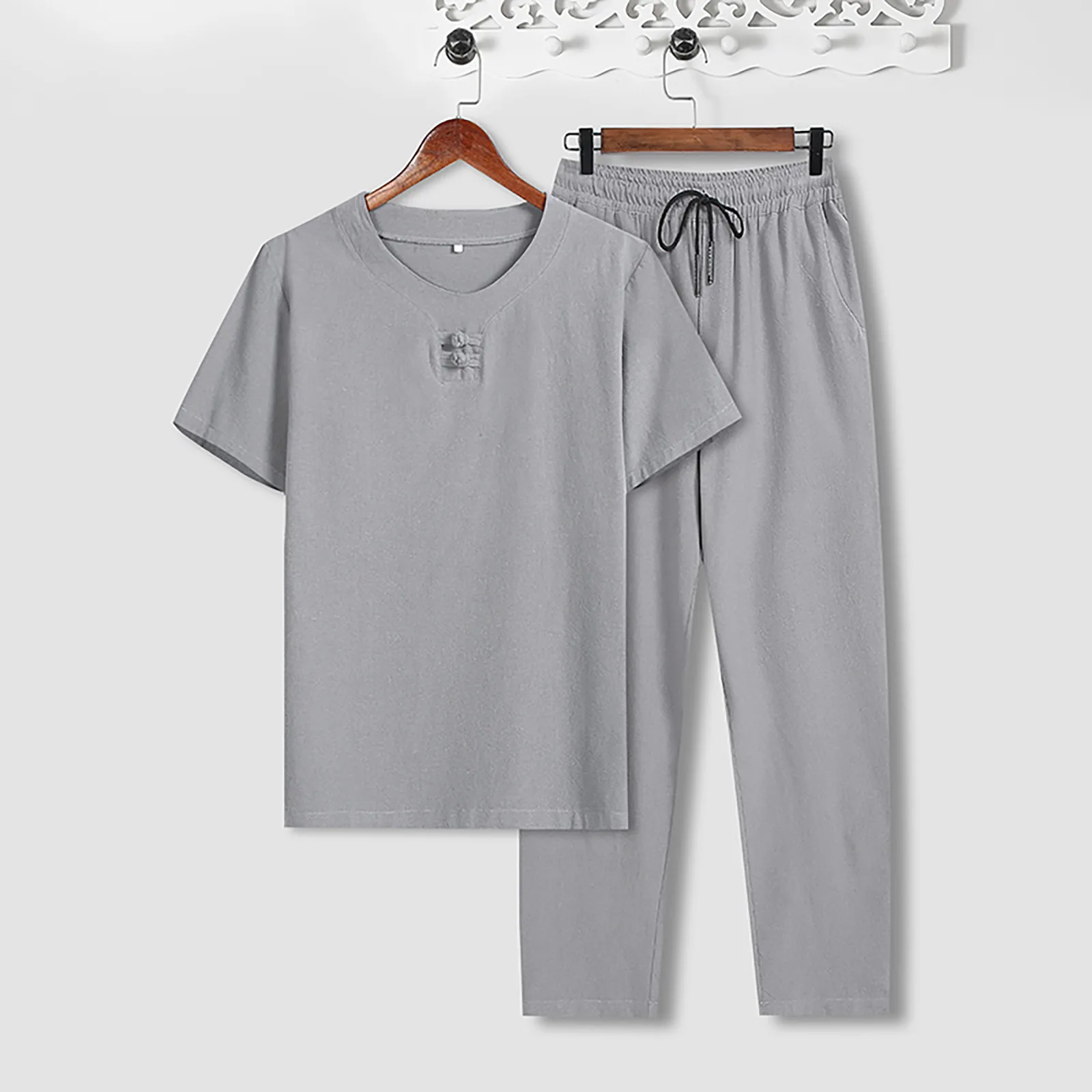 Summer Men's Retro Cotton Linen Short-sleeved O-Neck T-shirt Top Loose Drawstring Long pants Two-piece Suit Refreshing Hombre
Summer Men's Retro Cotton Linen Short-sleeved O-Neck T-shirt Top Loose Drawstring Long pants Two-piece Suit Refreshing Hombre