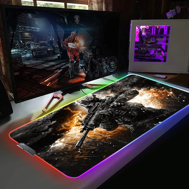 

Warface RGB Mousepad Gaming Mause Ped Gaming LED Mouse Pad Gamer Backlit Mat Computer Desk Mouse Mats Xxl Mice Keyboards Office