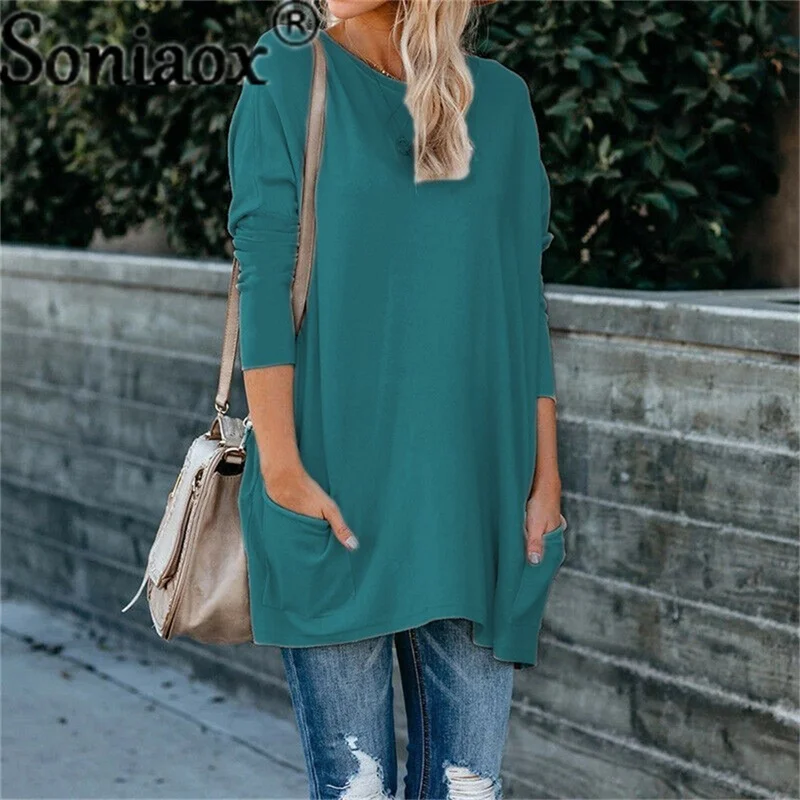 2021 Autumn Winter Fashion O Neck Pocket Solid Women's T Shirts Tops Casual Long Sleeve Loose Ladies Street T Shirts
2021 Autumn Winter Fashion O Neck Pocket Solid Women's T Shirts Tops Casual Long Sleeve Loose Ladies Street T Shirts