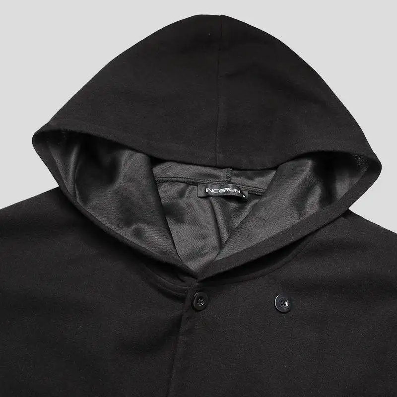 INCERUN 2021 Fashion Men Cloak Coats Solid Loose Capes Hooded Double Breasted Winter Trench Streetwear Chic Men Poncho Outerwear
INCERUN 2021 Fashion Men Cloak Coats Solid Loose Capes Hooded Double Breasted Winter Trench Streetwear Chic Men Poncho Outerwear