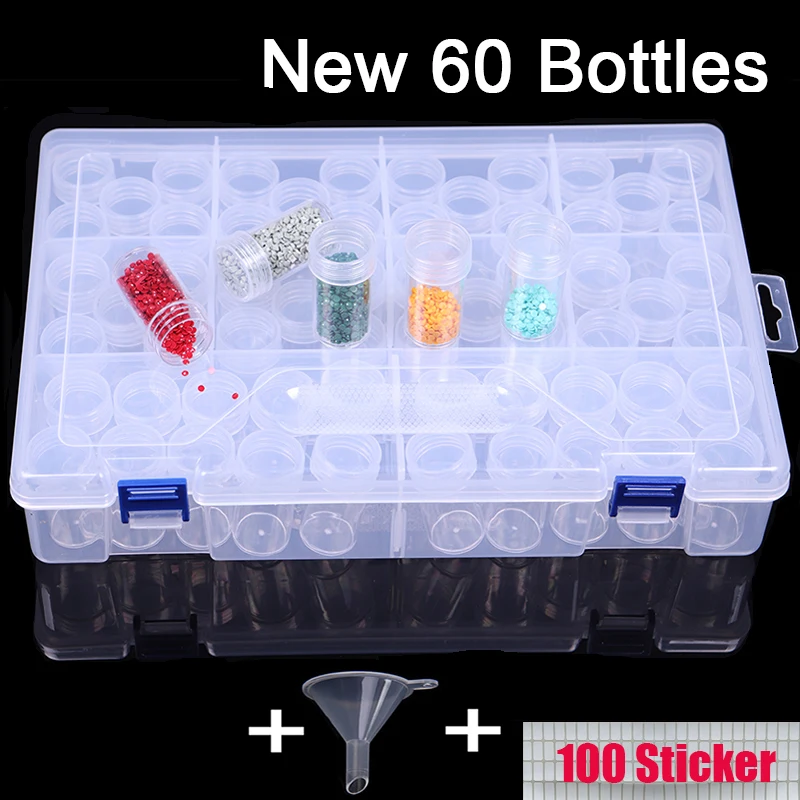 60 Bottles Transparent Container Case Diamond Painting Accessories Diamond Embroidery Beads Storage Box funnel Tools
60 Bottles Transparent Container Case Diamond Painting Accessories Diamond Embroidery Beads Storage Box funnel Tools