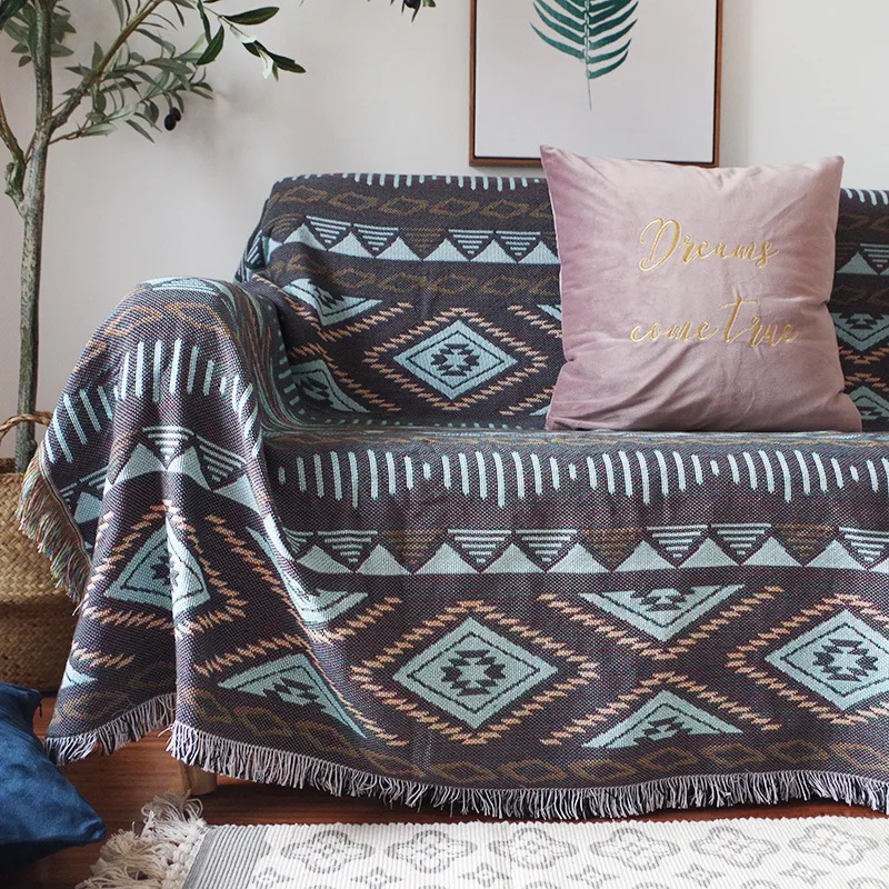 

Throw Blanket European Geometry Sofa Decorative Slipcover Cobertor On Sofa/beds/plane Travel Plaid Non-slip Stitching Blankets