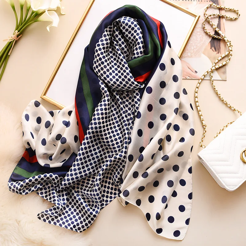2021 Women Korean popular Silk Scarf Summer New Dot print 180X90CM Shawl Female Foulard Echarpe Designer Bandana Beach Hijab
2021 Women Korean popular Silk Scarf Summer New Dot print 180X90CM Shawl Female Foulard Echarpe Designer Bandana Beach Hijab
