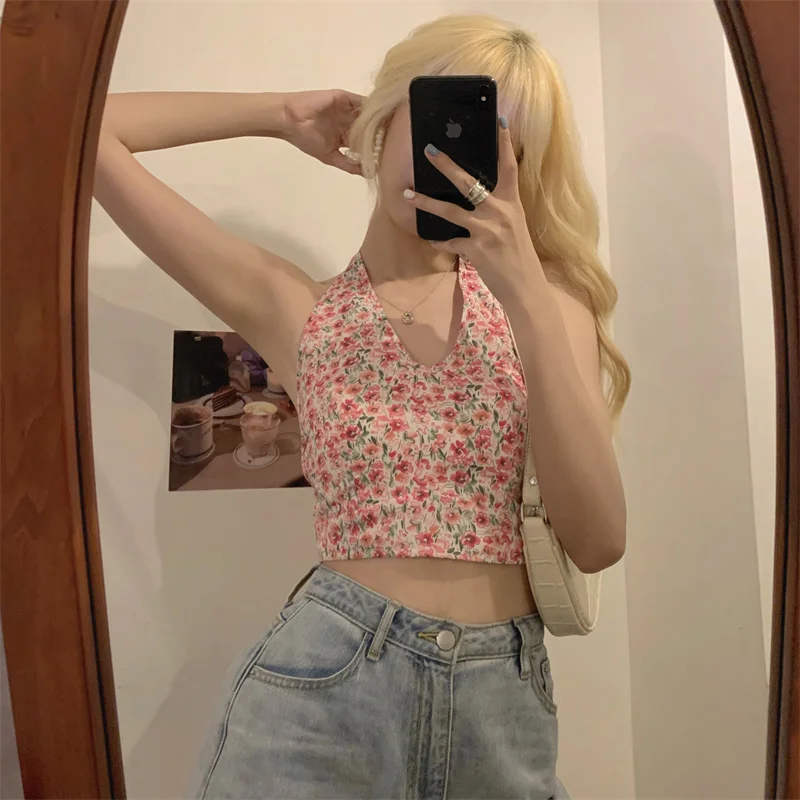 Women Dresses For Summer 2021 Sleeveless Floral Prtined Vest Girls Sexy V-neck Bandage Exposed Navel Halter Camisole
Women Dresses For Summer 2021 Sleeveless Floral Prtined Vest Girls Sexy V-neck Bandage Exposed Navel Halter Camisole
