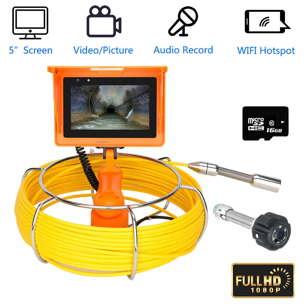 Handheld Sewer Pipe Inspection Video Camera DVR Video Recording / WIFI Wireless 23mm HD 1080P Camera /10M /20M/30M 5inch Screen
Handheld Sewer Pipe Inspection Video Camera DVR Video Recording / WIFI Wireless 23mm HD 1080P Camera /10M /20M/30M 5inch Screen